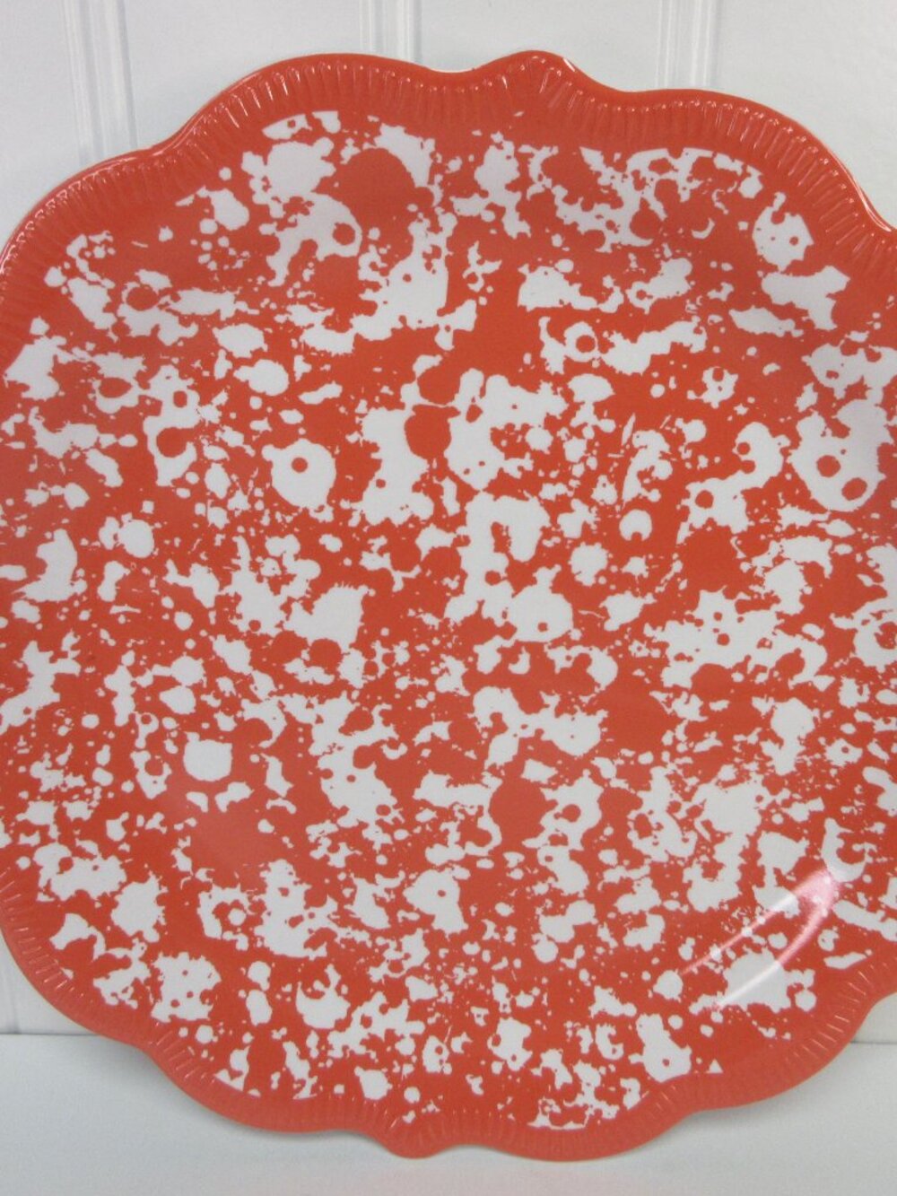 Set of 4 Pioneer Woman Salad Plates Melamine Country Splatter Coral 8.7"dia